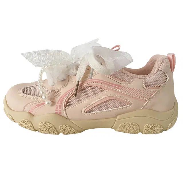 时尚舒适运动风百搭蝴蝶结丝带造型 低帮 老爹鞋 女