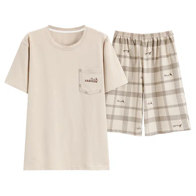好福份 透气短袖五分裤舒适家居服夏季睡衣套装 男款