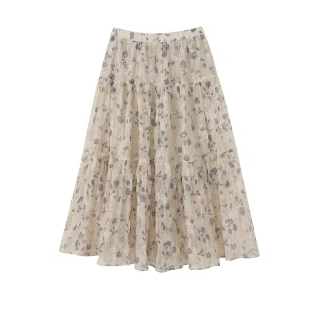 柳絮自制 剪花印花半身裙古镇书简休闲长裙 女款