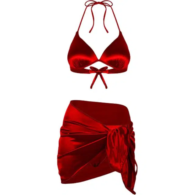 潞优野 性感纯欲泳衣三件套小胸聚拢度假温泉高级感比基尼 女款