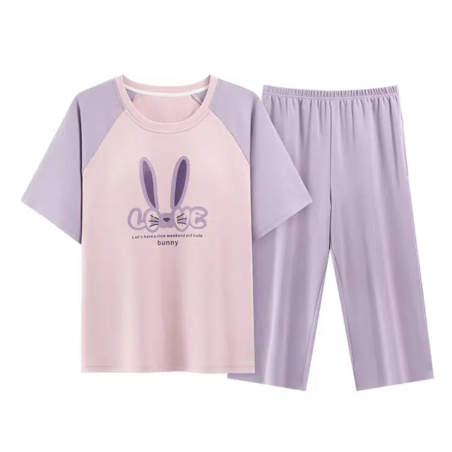好福份 亲肤柔软短袖家居服七分裤夏季睡衣套装 女款