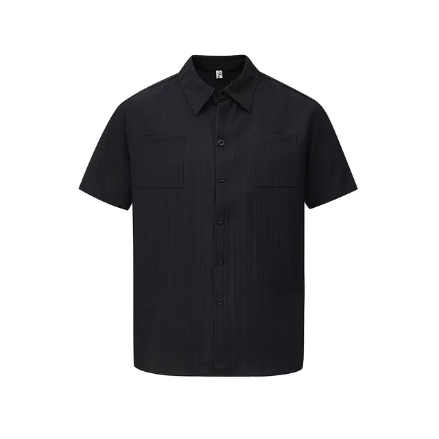 欧路得 日系条纹肌理感高级感衬衣潮流痞帅外套夏季短袖衬衫 男款