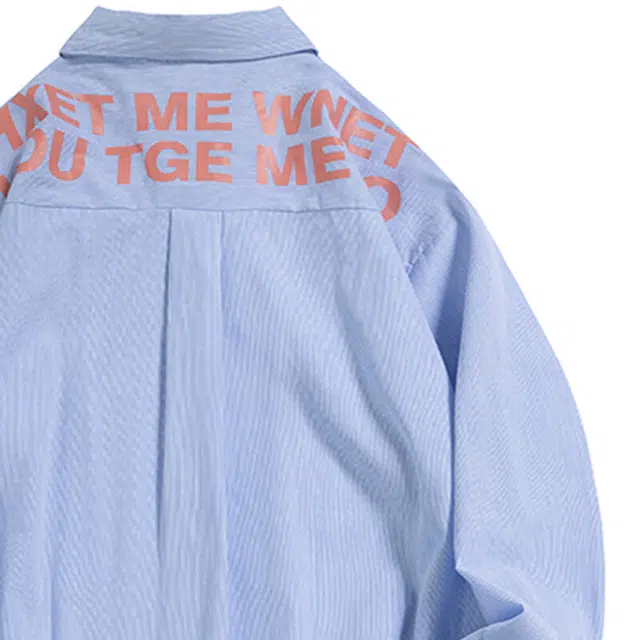 欧路得 小众条纹设计薄款美式潮牌宽松复古长袖衬衫 男款