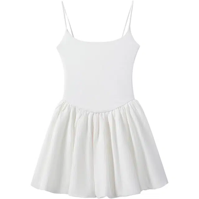 玫丝朵 法式纯欲芭蕾风设计甜美收腰小个子蓬蓬吊带连衣裙 女款