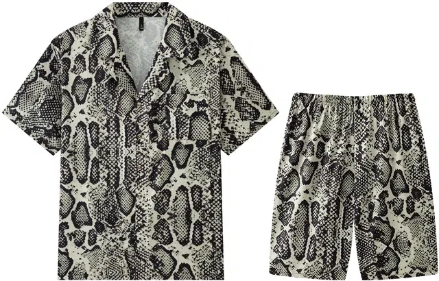 宫蝶 东南亚风情系列 短袖薄款家居服休闲复古度假风夏季睡衣套装 男款