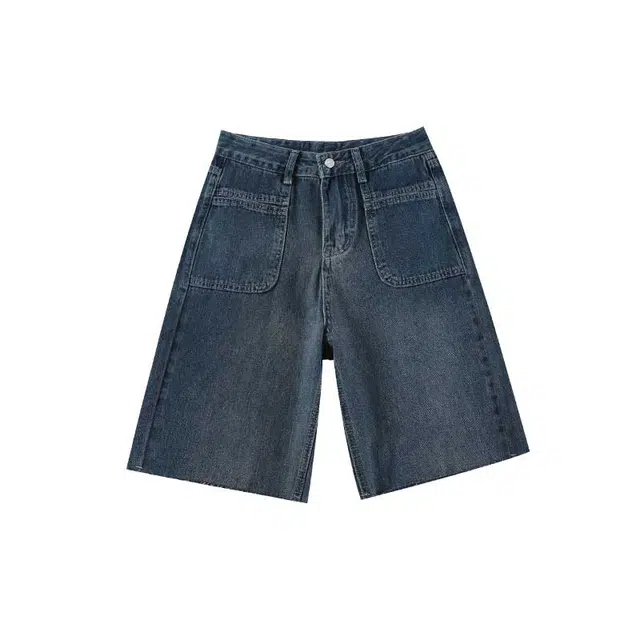 法文箱子 小个子五分高腰牛仔短裤 男女同款