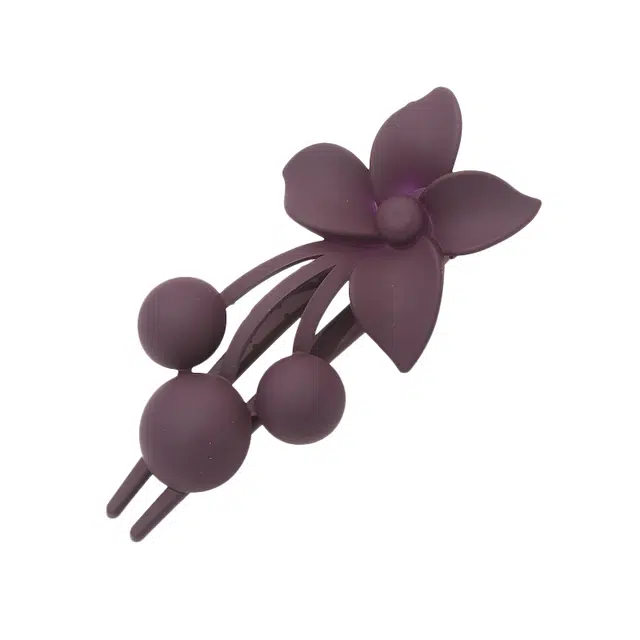 如花梦 简约水钻花朵后脑勺丸子头一字抓 亚克力 发夹 女款