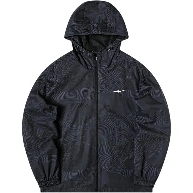 鸿星尔克 网球系列 纯色拉链连帽百搭休闲夹克外套 男款 正黑