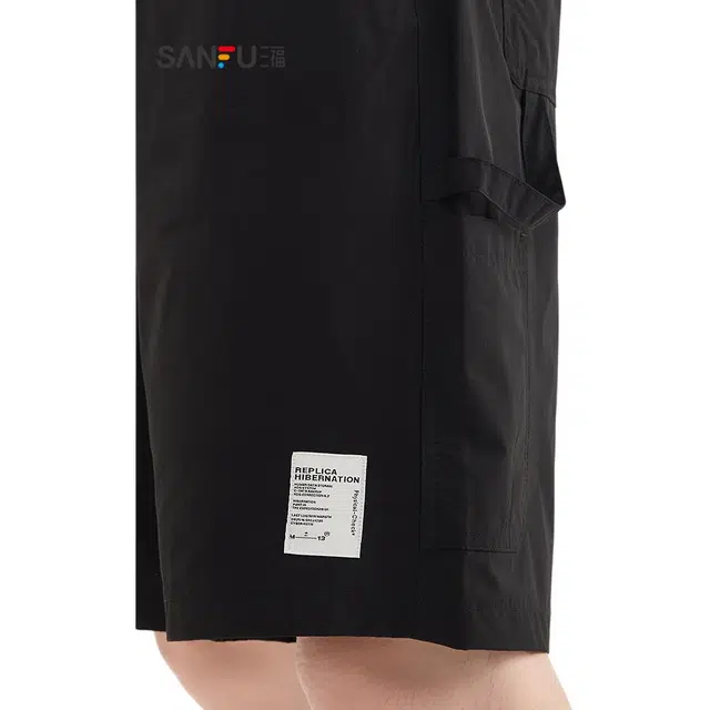 三福 宽松橡筋腰夏季直筒裤中腰五分裤休闲短裤 男款