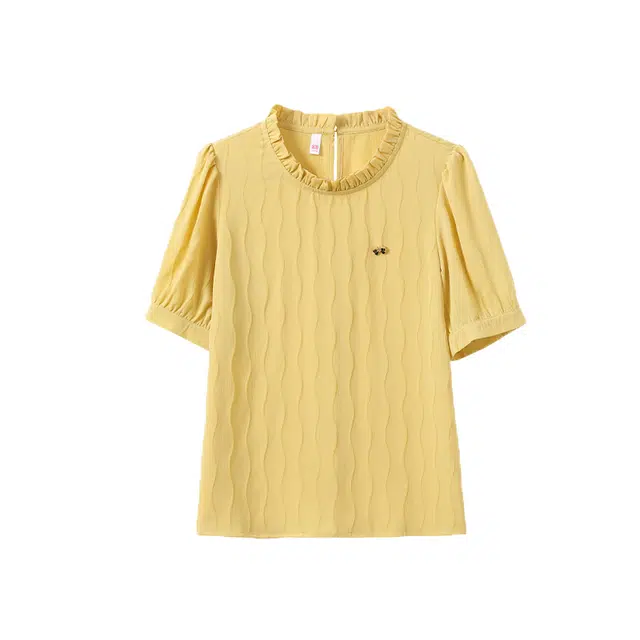 木清清 清新简约时尚百搭清爽舒适短袖雪纺衫 女款