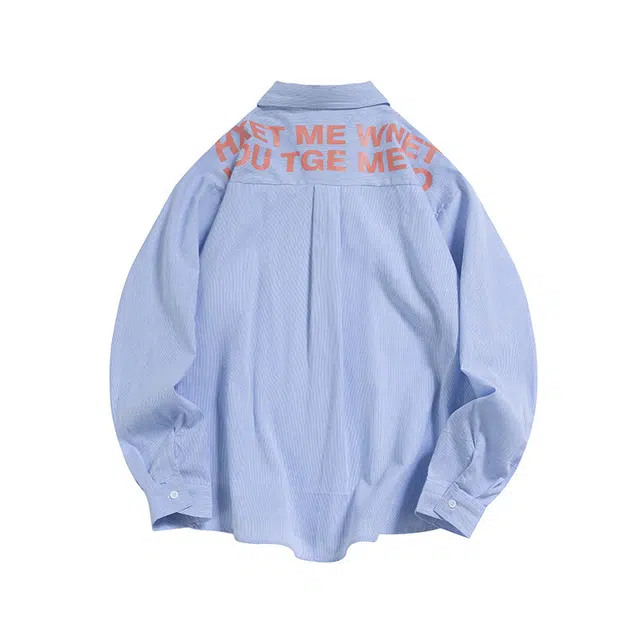 欧路得 小众条纹设计薄款美式潮牌宽松复古长袖衬衫 男款