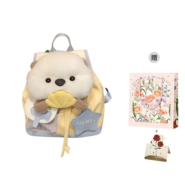 捷朗仕 百搭卡通可爱 丝绒 双肩包 男女同款情侣款 多色