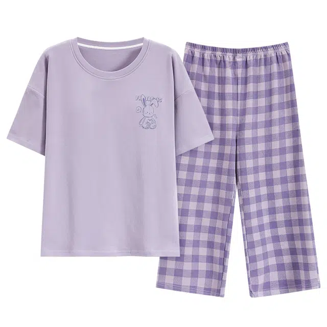 好福份 时尚简约风格家居服短袖睡衣套装 女款