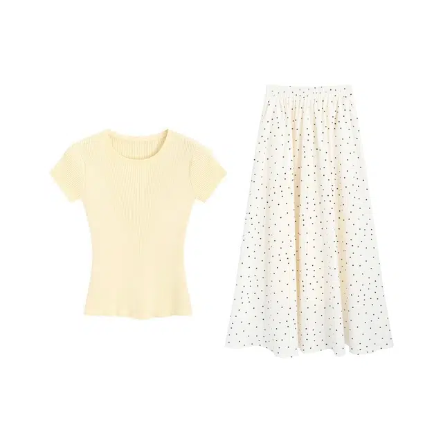 哒头下雨不愁 时尚多样短袖上衣搭配特色半身裙裙装套装 女款