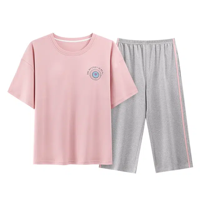 好福份 透气柔软家居服短袖上衣七分裤夏季睡衣套装 女款