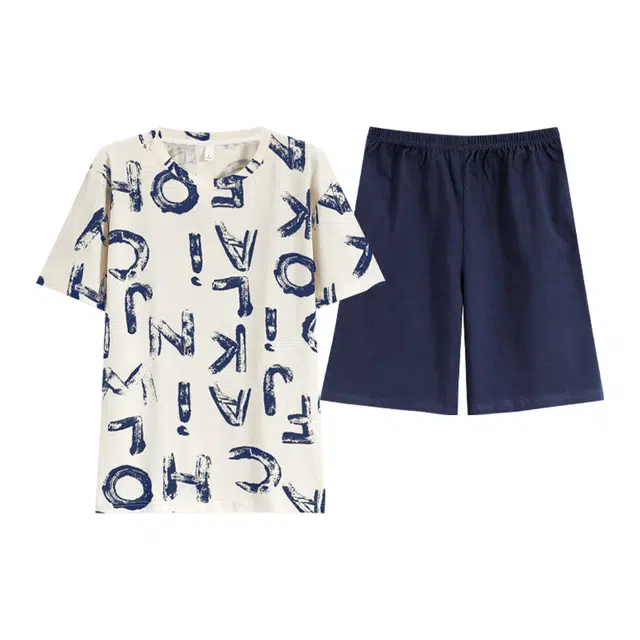 好福份 休闲时尚透气家居服夏季睡衣套装 男款