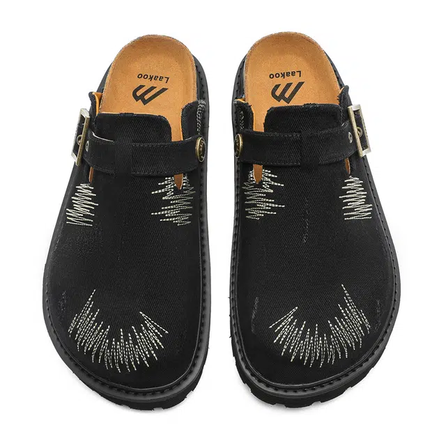 年走索 纯色简约 时尚潮流 舒适百搭 橡胶底 防滑包头拖鞋 男女同款