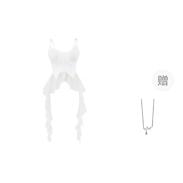 识恩 美背女酷飒背心蕾丝下摆摇曳生姿纯欲短上衣吊带 女款