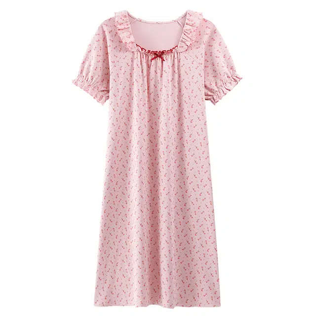 睦隆世家 短袖大码休闲碎花居家居服夏季睡裙 女款