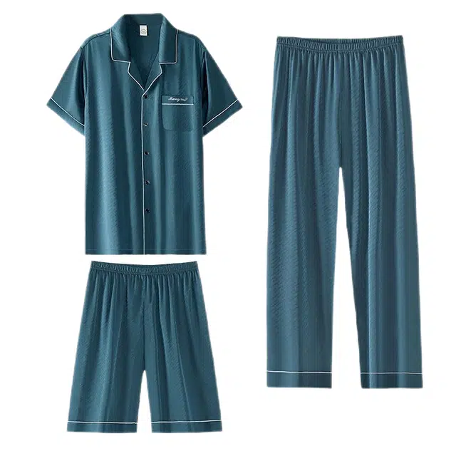 潞优野 休闲舒适简约短袖家居服睡衣套装 男款 雅黑