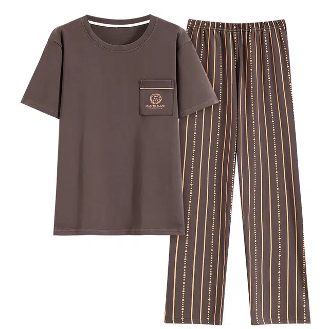 好福份 时尚轻便款式条纹休闲家居服夏季睡衣套装 男款