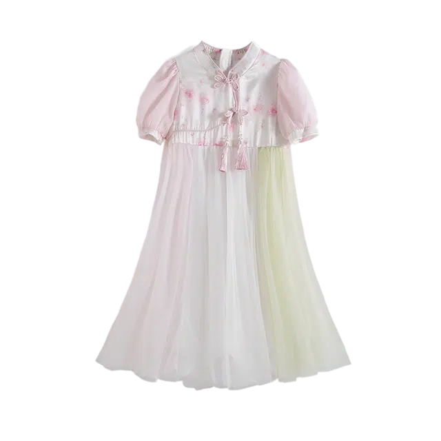 棉基因连衣裙 时尚舒适亲肤耐磨短袖 花色 中小童