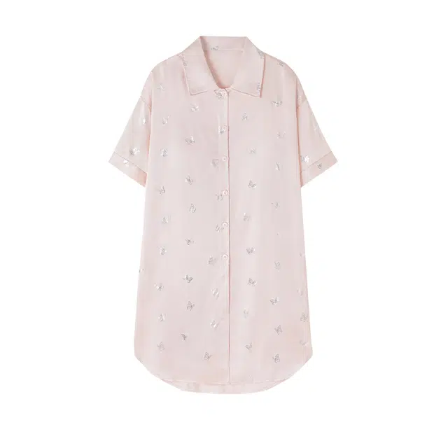 欧诗帛 冰丝凉感短袖韩版可外穿高颜值睡衣宽松甜美家居服夏季睡裙 女款