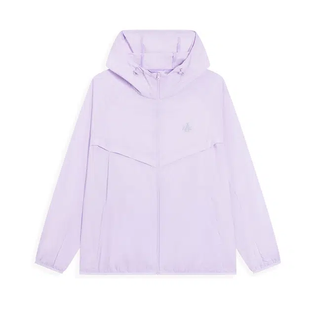 特步 羽翼 户外系列 纯色拉链连帽舒适透气百搭运动风衣 男女同款 雪晶紫