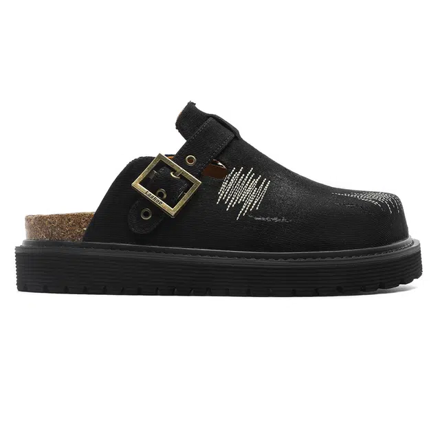 年走索 纯色简约 时尚潮流 舒适百搭 橡胶底 防滑包头拖鞋 男女同款