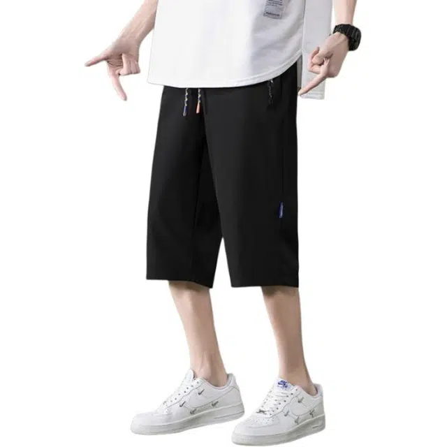 法文箱子 宽松薄款七分裤直筒百搭休闲短裤 男款