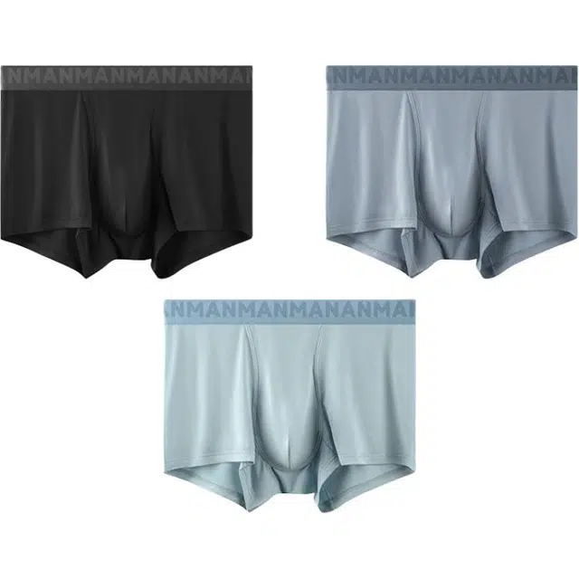 潞优野 蚕丝抑菌透气夏季平角内裤 男款 组合装