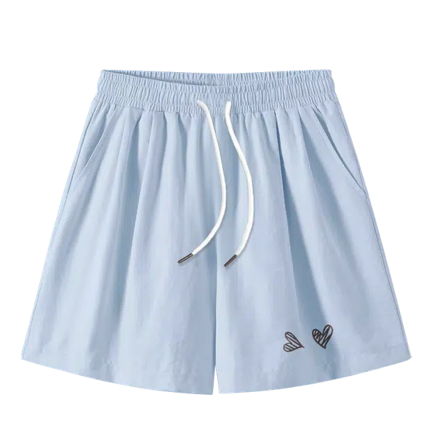 棉致 简单线条心纯色系带滑爽轻薄凉感学院风细腻柔软肌理感宽松五分休闲短裤 男女同款