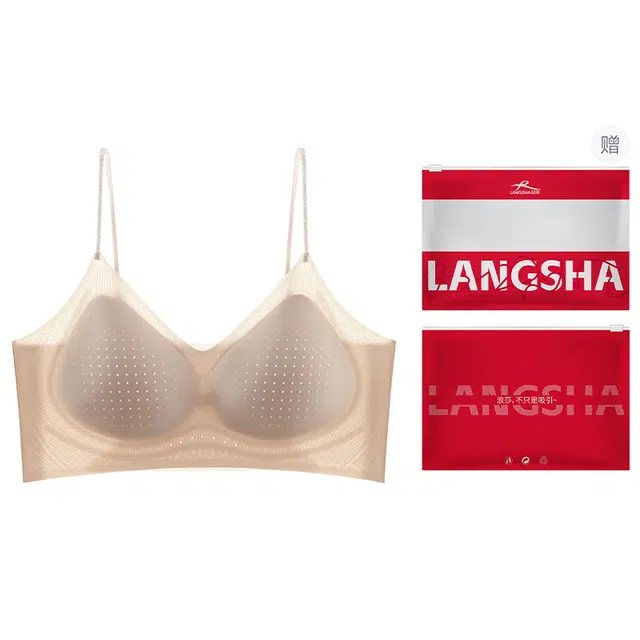 浪莎 小胸聚拢提拉无痕裸感收副乳防下垂塑型胸罩美背矫正青春运动型文胸 女款 礼袋装