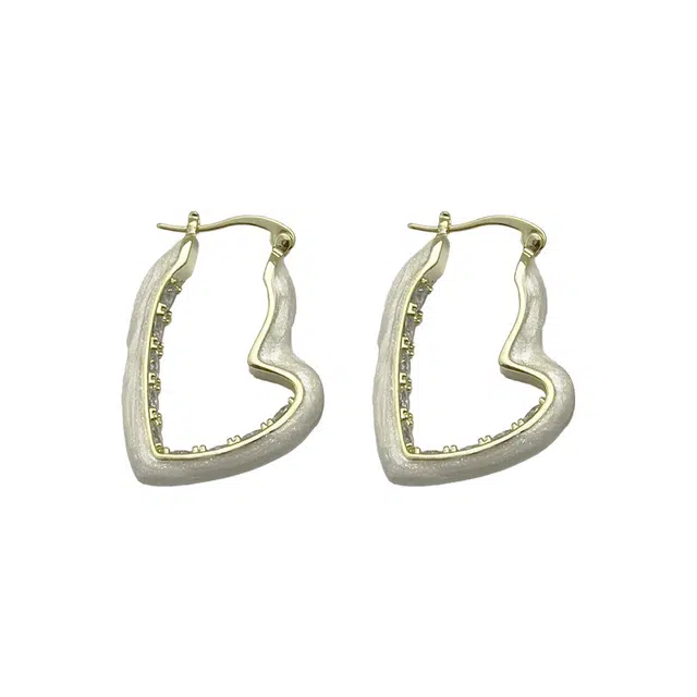 双生恋 爱心滴釉小众设计感百搭时尚精致日常通勤约会耳饰轻奢高级感 铜 耳环 女款