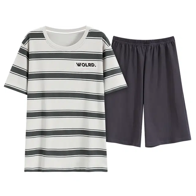 好福份 亲肤舒适透气简约家居服睡衣套装 男款