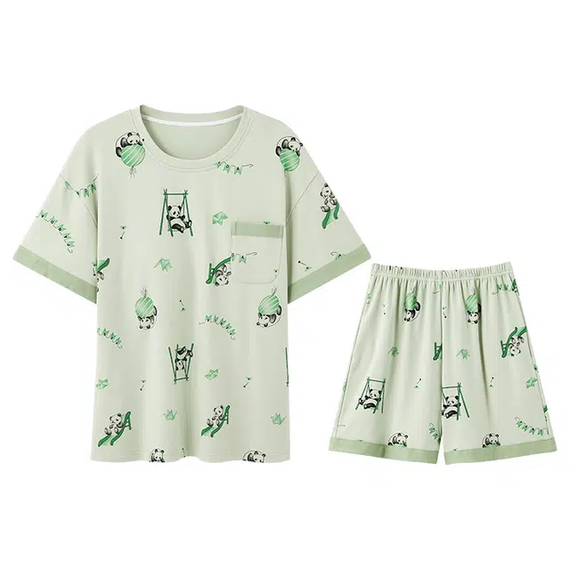 向薇 带胸垫一体可外穿短袖短裤可爱风家居服夏季睡衣套装 女款