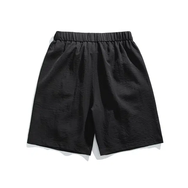 泰迪珍藏 简约通勤轻薄凉感褶皱效果宽松伞兵休闲短裤 男女同款