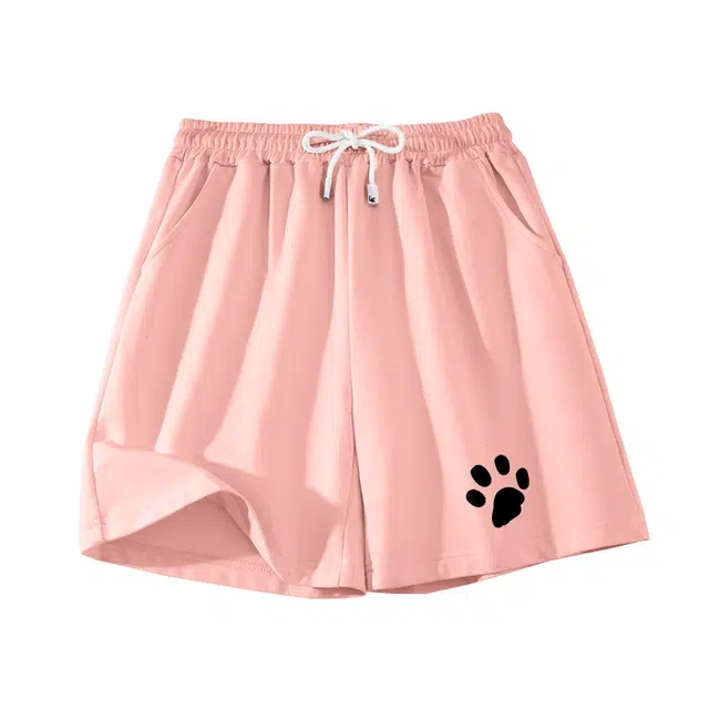 棉致 煤球猫猫简约纯色系带弹性舒适吸湿透气纯棉宽松基础通勤时尚五分休闲短裤 男女同款