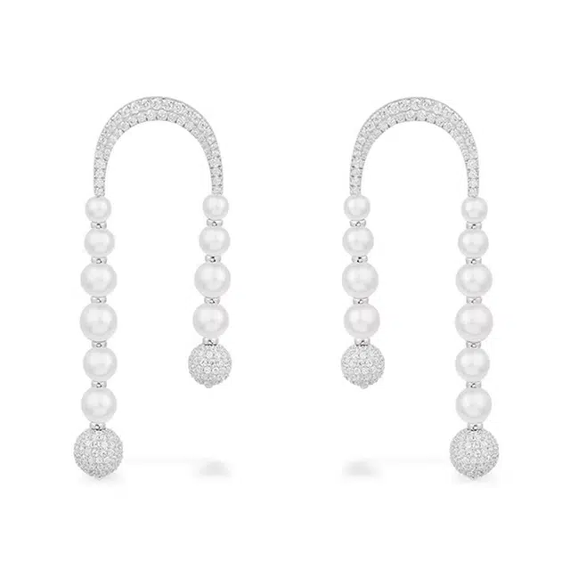 apm Monaco Eternelle Pearl Earrings Silver
