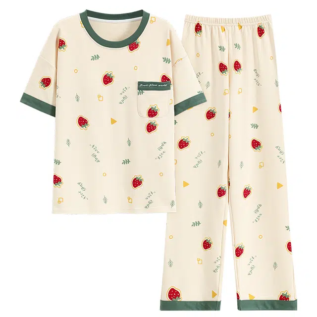 好福份 时尚方便柔软家居服短袖长裤夏季睡衣套装 女款