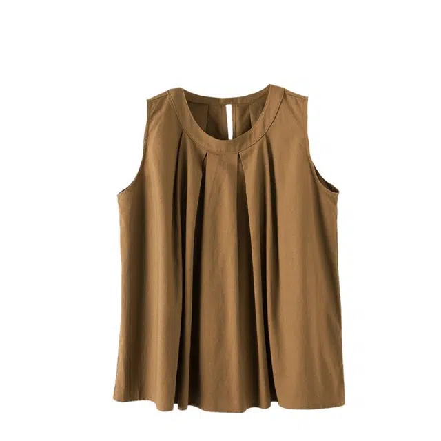 晚白 亲肤不扎肤吸湿透气简约减龄无袖衬衫 女款