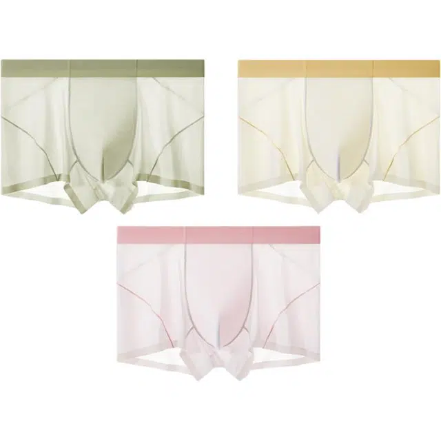 潞优野 冰丝抑菌裆轻薄透气平角内裤 男款 组合装