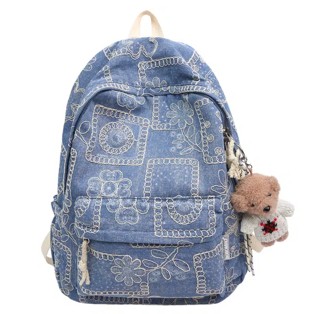 笛贝嘉 时尚简约小众设计潮流百搭 牛仔布 双肩包 女款 多色