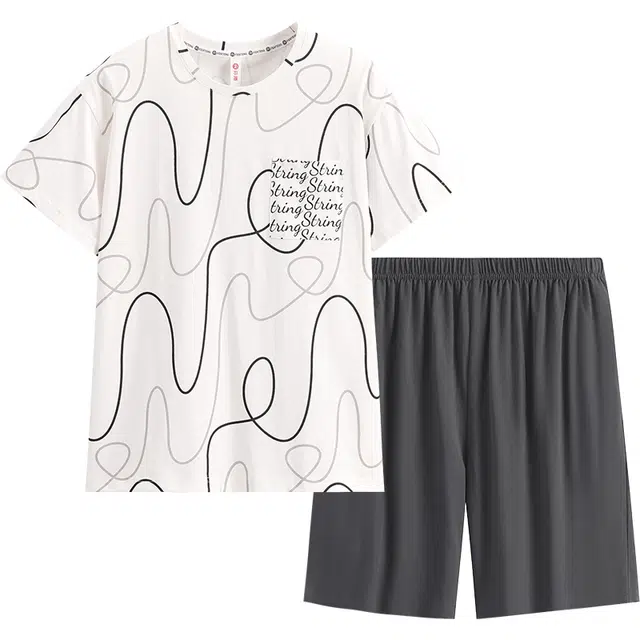 芬腾 字母休闲短袖可外穿短裤家居服睡衣套装 男款