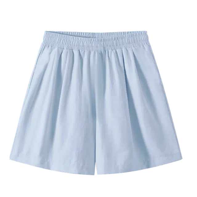 棉致 口袋猫简约纯色系带滑爽轻薄冰丝凉感学院风细腻柔软肌理感宽松五分休闲短裤 男女同款