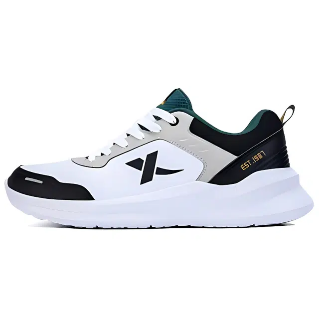 特步休闲百搭 减震耐磨 低帮跑步鞋 男款 白黑绿