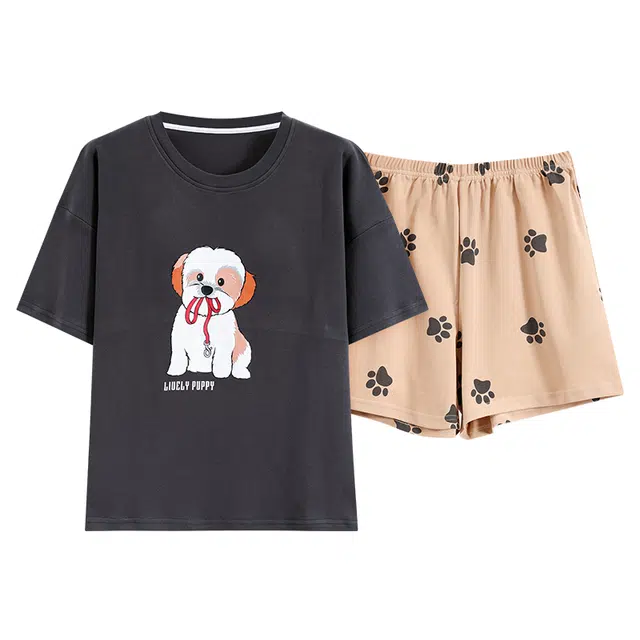 好福份 简约舒适透气家居服夏季睡衣套装 女款