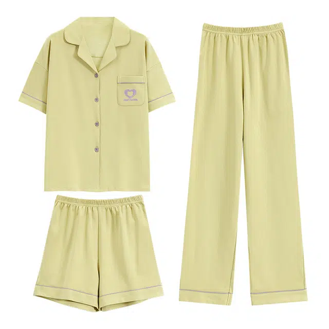 好福份 简约纯色柔软透气设计家居服睡衣套装 女款