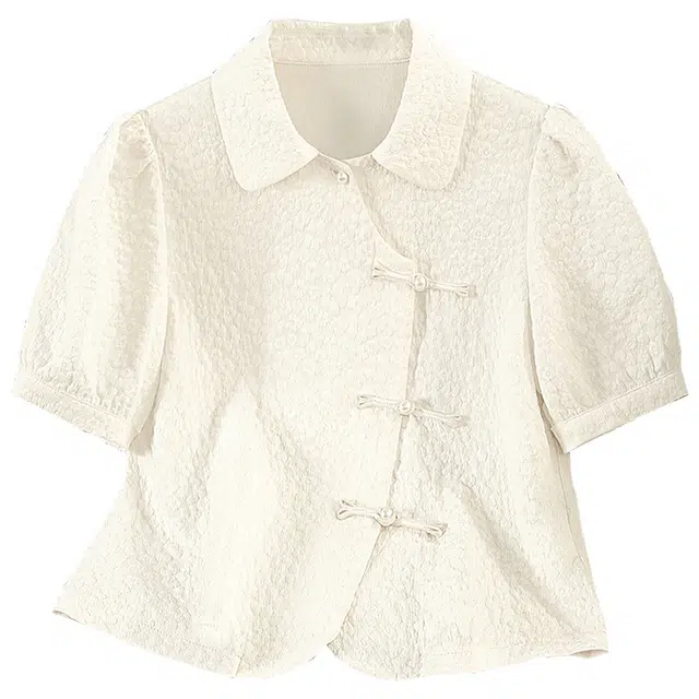 她池 小个子短款衬衣翻领短袖衬衫 女款