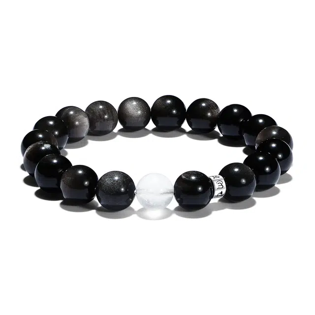 普陀山文创 能量幸运蓝月光转运守护本命年水逆退散事事皆如意福运兴旺#好运 黑曜石 手串 男女同款情侣款